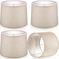 Natural Linen Lampshade 11.6 Inch Top X 12.6 Inch Bottom X 9.8 Inch High Modern Drum Lampshade Classic Fabric Lamp Shades For Table Lamp, Floor Lamp (4, Beige)