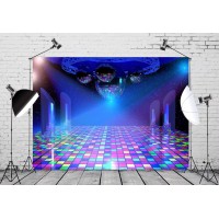 Beleco Disco Party Backdrop 7X5Ft Fabric Vintage 70S 80S 90S Disco Ball Stage Backdrop Night Club Neon Music Birthday Backdrop D