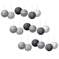 Black White 8 Hanging Paper Lanterns 6 Per Pack 3 Packs