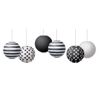 Black White 8 Hanging Paper Lanterns 6 Per Pack 3 Packs