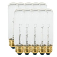 Satco S3700 25 Watt 120 Volt T10 Decorative Chandelier Light Bulb; Clear; 200 Lumen 2700K Warm White Light; E26 Medium Base (10 Light Bulbs)