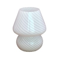 Jonong Bedside Lamp Glass Striped Mushroom Table Lamp 110V Creative Gift Night Light White