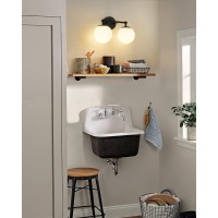 Akezon Black Vanity Light 2 Light Black Modern Bathroom Light Fixtures Over Mirror With White Milk White Globe Glass Shade For