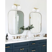 Akezon Gold Bathroom Light Fixtures 2Light Vanity Lights Over Mirror Wall Sconce With White Etched Glass Globe Kw73082