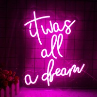 Wanxing It Was All A Dream Neon Signs Pink Led Sign Wedding Neon Lights For Wall Decor Usb Powered Switch Dimmable Led Neon Sign