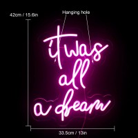 Wanxing It Was All A Dream Neon Signs Pink Led Sign Wedding Neon Lights For Wall Decor Usb Powered Switch Dimmable Led Neon Sign