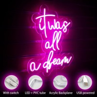 Wanxing It Was All A Dream Neon Signs Pink Led Sign Wedding Neon Lights For Wall Decor Usb Powered Switch Dimmable Led Neon Sign