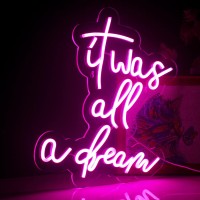 Wanxing It Was All A Dream Neon Signs Pink Led Sign Wedding Neon Lights For Wall Decor Usb Powered Switch Dimmable Led Neon Sign