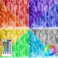 Dazzle Bright Window Curtain Fairy Lights 300 Led Rgb Color Changing Copper Fairy Lights With Remote 4 Lighting Modes Usb Powe