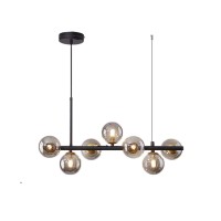 Bepuzz Glass Sputnik Chandelier Pendant Lighting 7-Light Dining Room Mid Century Modern Chandelier With Smoke Grey Glass Globe Shade Ceiling Hanging Light For Living Room Farmhouse Bedroom Kitchen