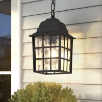 Aoceley Outdoor Pendant Light, Exterior Ceiling Hanging Lantern Porch Light With Water Glass, Outdoor Hanging Lantern Light Black Exterior Pendant Lighting Fixture For Porch, Yard, Gazebo