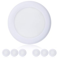 Topeler 6'' Dimmable Flush Mount Ceiling Light, 15W Low Profile Surface Mount Led Disc Light, Installs Into Junction Box Or Recessed Can, Energy Star & Etl-Listed, 3000K Warm White 1000Lm, 6 Pack