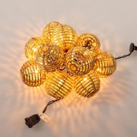 Decorative Lantern String Lights 10 Mini Bulbs With Seagrass Rattan Wire Ball Style Ul Listed Connectable Weatherproof Indoor