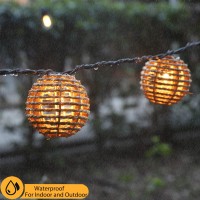 Decorative Lantern String Lights 10 Mini Bulbs With Seagrass Rattan Wire Ball Style Ul Listed Connectable Weatherproof Indoor