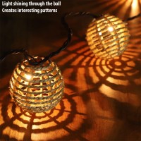 Decorative Lantern String Lights 10 Mini Bulbs With Seagrass Rattan Wire Ball Style Ul Listed Connectable Weatherproof Indoor