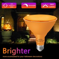 Gonhom 2 Pack Par38 Orange Flood Lights Outdoor Dimmable Flood Orange Light Bulb20Wequivalent To 200We26 Basehalloween Lig