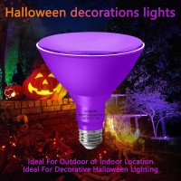 Gonhom 2 Pack Par38 Purple Flood Lights Outdoor Dimmable Flood Purple Light Bulb20Wequivalent To 200We26 Basehalloween Lig