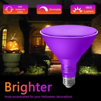 Gonhom 2 Pack Par38 Purple Flood Lights Outdoor Dimmable Flood Purple Light Bulb20Wequivalent To 200We26 Basehalloween Lig