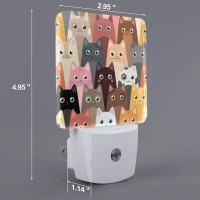 Nameapo Cute Kitten Kitty Animals Colorful Cats Led Plugin Night Light Set Of 2 Auto Sensor Dusk To Dawn Nightlights 2 Pack