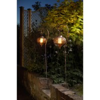 Garden Mile Set Of 2 Lanterns On Crook Moroccan Style Stake Lighting For Garden Outdoor Solar Powered Light Garden Lights Path Lights Waterproof Solar Lights Outdoor Garden Standing Lamp Flame Effect