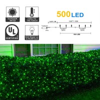 Weillsnow 164Ft 500 Led Green Christmas Lights, Waterproof 8 Twinkle With Memory Functions St Patrick'S Day Lights For Indoor Outdoor Tree Garden Decoration (Green)