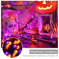 Weillsnow 164Ft 500 Led Halloween Lights, 8 Modes Waterproof Plug In String Lights For Halloween Indoor Outdoor Yard Party Wedding Garden Home Decorations (Purple & Orange)