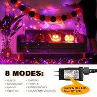 Weillsnow Purpleorange Halloween Lights 200 Led 66Ft Plug In Waterproof Halloween String Lights 8 Modes With Memory For Outdo