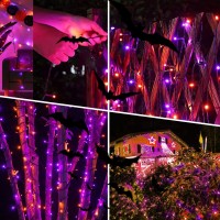 Weillsnow Purpleorange Halloween Lights 200 Led 66Ft Plug In Waterproof Halloween String Lights 8 Modes With Memory For Outdo