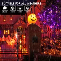 Weillsnow Purpleorange Halloween Lights 200 Led 66Ft Plug In Waterproof Halloween String Lights 8 Modes With Memory For Outdo