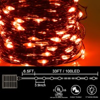 Kemooie 2 Pack 100 Led Orange Solar Halloween Lights 8 Twinkle Modes Waterproof Upgraded Solar Powered Fairy Lights For Outdoo