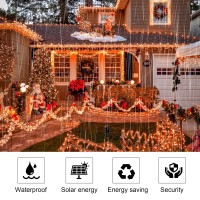 Kemooie 2 Pack 100 Led Orange Solar Halloween Lights 8 Twinkle Modes Waterproof Upgraded Solar Powered Fairy Lights For Outdoo