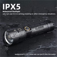 Super Bright Flashlight 1000000 Lumens Rechargeable, Xhp160 Led Tactical Flashlights, 5 Modes, Zoomable, Waterproof, Pocket Handheld Flashlight For Camping Emergencies