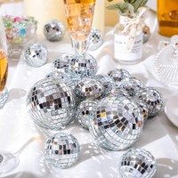 Sumind 8 Packs Disco Ball Party Decorations Mini Disco Ball Ornaments Silver Hanging Disco Ball Reflective Mirror Disco Ball For