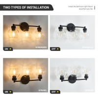 Diniluse Bathroom Light Fixtures 3 Lights Vanity Light With Black Round Finish Bathroom Vanity Lights With Clear Globe Glass M