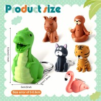 6 Pieces Nurse Flashlight Pediatric Nurse Flashlight Keychain Animal Flashlight Puppy Keychain Tiger Flamingo Sloth Dinosaur Cat