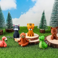 6 Pieces Nurse Flashlight Pediatric Nurse Flashlight Keychain Animal Flashlight Puppy Keychain Tiger Flamingo Sloth Dinosaur Cat