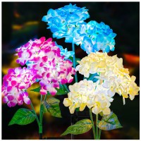 Tonulax Solar Garden Lights - 3 Pack 2023 Version Solar Lights Outdoor, Colorful Lights,Hydrangea Flower Lights For Yard Decor, Garden Decoration, Two Lightning Modes & Enlarged Solar Panel