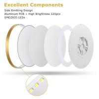 12Inch Led Ceiling Light Fixture Flush Mount 24W240W Equivalent 3200Lm 5000K Daylight White Ip40 Flat Modern Round Ceilin