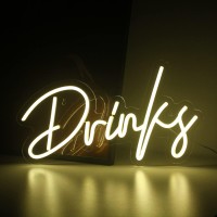 Looklight Drinks Neon Sign Letters Neon Light Led Neon Signs For Wall Decor Warm White Words Neon Light Sign Usb Light Up Sign F