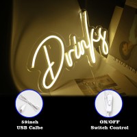 Looklight Drinks Neon Sign Letters Neon Light Led Neon Signs For Wall Decor Warm White Words Neon Light Sign Usb Light Up Sign F