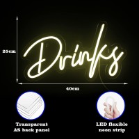 Looklight Drinks Neon Sign Letters Neon Light Led Neon Signs For Wall Decor Warm White Words Neon Light Sign Usb Light Up Sign F