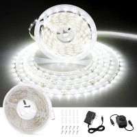 Ct Capetronix White Led Strip Light, 32.8 Feet 24 Volt Led Light Strip White, 6000K-6500K Daylight Super Bright Led Tape Light For Bedroom, Kitchen, Closet, Cabinet, Mirror, Indoor(Dimmer Included.