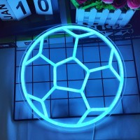 Dimmable Soccer Neon Sign For Bedroom Neon Soccer Ball Sign Soccer Neon Light For Bedroom Birthday Party Home College Decor Club Kids Holiday Gifts,12 X 12 Ice Blue