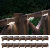 Otdair Solar Deck Lights, 16 Solar Step Lights Waterproof Led Solar Stair Lights, Outdoor Solar Fence Lights For Deck, Stairs, Step, Yard, Patio, And Pathway (Cold White)