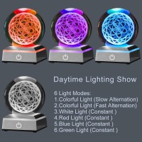 Xintou 3D The Seed Of Life Lotus Crystal Ball With Led Colorful Lighting Touch Base,Sacred Geometry Grid Spheres Decorative Balls Night Light, Spiritual Home Decor For Yoga,Meditation