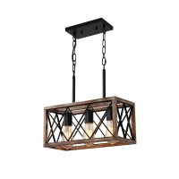 Keesfu Farmhouse Kitchen Island Lighting 3 Lights Pendant Lighting Fixtures Adjustable Height Industrial Dining Room Light Fo