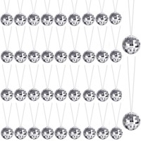 48 Pack Mirror Disco Ball Costume Necklaces 157 Inch Disco Ball Necklaces 70S Disco Party Decorations Necklaces For Stage Props