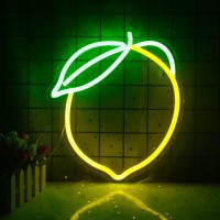 Wanxing Lemon Neon Sign Yellow Led Sign Led Neon Sign Fruit Neon Light For Bedroom Neon Wall Sign Usb Powered Switch Light Up Sign Neon Sign For Wall Decor Room Bedroom Apartment Fruit Shop Kids' Room Bedroom Shop (12.6