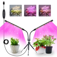 Ldmhlho Led Plant Lights With Small Tripod, Full Spectrum 40 Leds Grow Lamp With 3H/9H/12H Timing On&Off & 3 Switch Modes And Adjustable Gooseneck For Indoor Plants Growing(No Adapter)