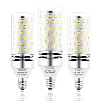 E12 Led Bulbs, 15W Led Candelabra Bulb 120 Watt Equivalent, 1200Lm, E12 Medium Base Decorative Non-Dimmable Led Chandelier Bulbs, Daylight White 5000K Led Corn Lamp, Pack Of 3